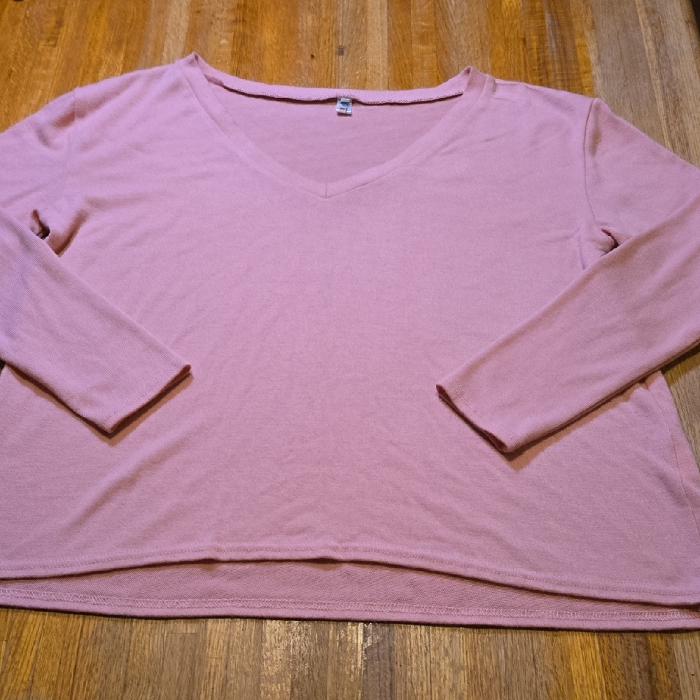 BBX Lephsnt Women 2XL Blush Pink V-Neck Long Sleeve Knit Pullover‎ Sweater